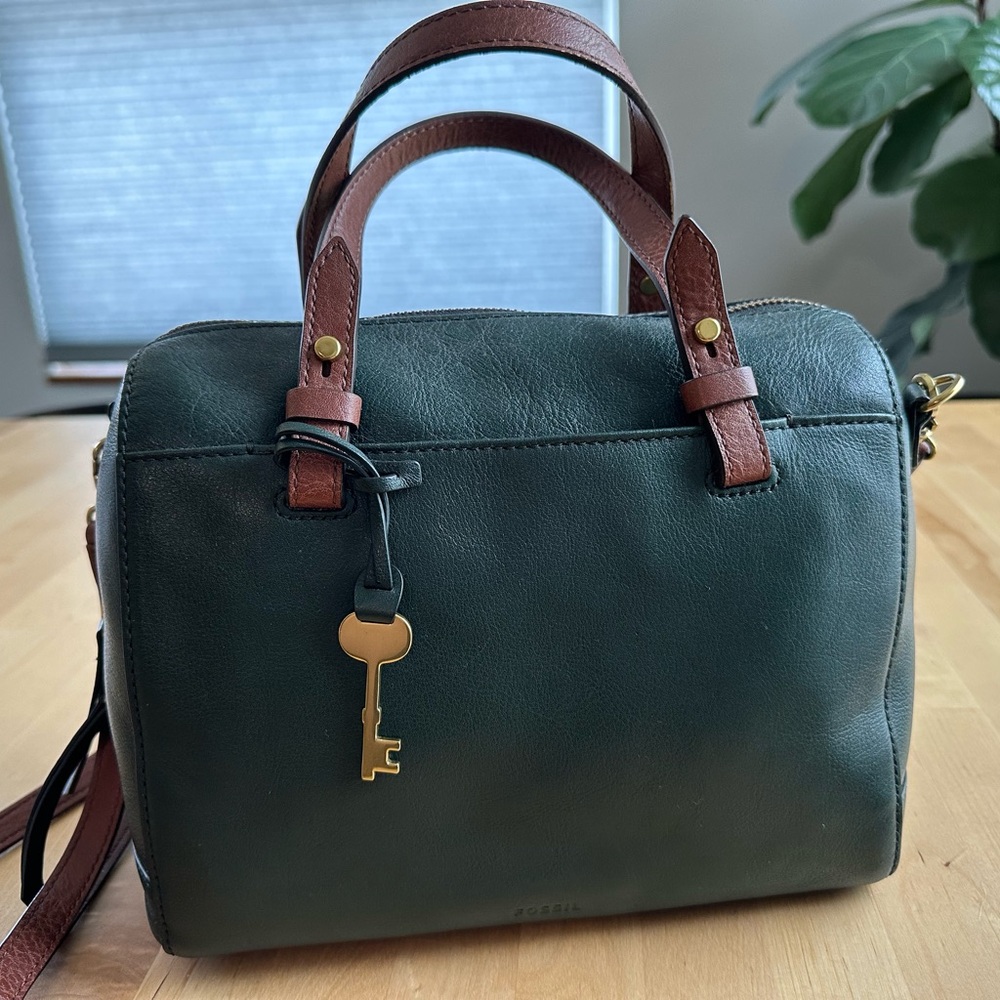 Fossil Green Leather Satchel